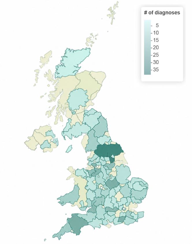 UK strangles cases map